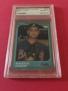 1997 BOWMAN CHROME BRUCE CHEN CARD NO:194 PSA 8 NEAR MINT-MINT CONDITION