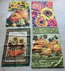 Lot Of 4 Large Yard Garden Flags Fall Thanksgiving Holiday Pumpkins - Picture 1 of 10