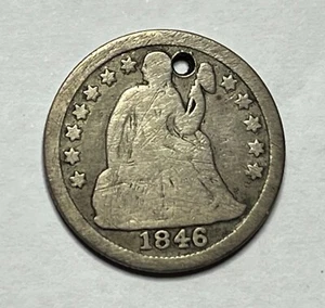 1846 Seated Liberty Dime - Key Date 10C; S114 - Picture 1 of 2
