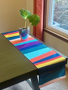 Modern Contemporary Bright Asymmetrical Stripes Washable 72" Table Runner New - Picture 1 of 8
