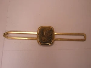 Warrior Tiger's Eye 1/20 12K Gold Filled Vintage CORRECT QUALITY Tie Bar Clip - Picture 1 of 6