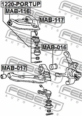 FEBEST MITSUBISHI BUSHING KIT, FRONT UPPER CONTROL ARM - MAB-117 - Image 1 of 2