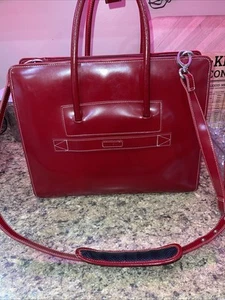 Mcklein Leather Bag - Red With Blue Interior - Many Pockets - Shoulder Strap - Picture 1 of 8