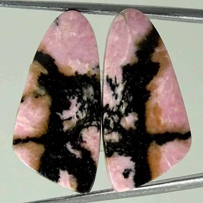 31.80Cts Natural Rhodonite Cushion Pair Loose Gemstone Earring Making 12x26x4mm - Image 1 of 4