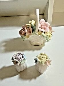 Cesti di fiori in porcellana con 2 mini scuotitori di fiori set abbinato - Foto 1 di 6