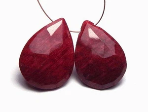 2 pcs RUBY 18mm Faceted Teardrop Earring Focal Beads - Bild 1 von 2