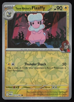 Pokemon Team Rocket's Flaaffy 073/182 SV10: Destined Rivals Reverse Holo - NM - Image 1 of 2