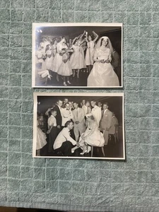 Vintage  WEDDING Bride w Groomsmen Garter And Throwing Bought Pics 1960’s - Picture 1 of 5