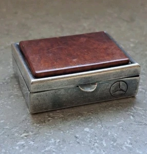 Vintage Morphé Italy Pill Box Mercedes-Benz Logo – Wood Inlay – Versilbert –... - Bild 1 von 7