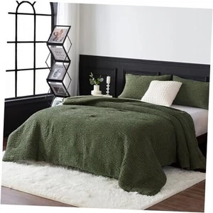 Reversible Chenille Cotton Bedding King Size Comforter King/Cal King Green - Picture 1 of 7