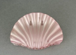 Pink shell hair clip claw clamp 3 5/8" long leaves shiny metallic sea shell - Picture 1 of 9