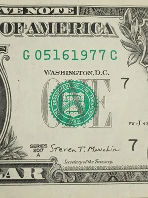 🎉2017A $1 G CHICAGO BEP TRUE BIRTHDAY NOTE MAY 16 1977 (G05161977C)🎇 - Image 1 of 4