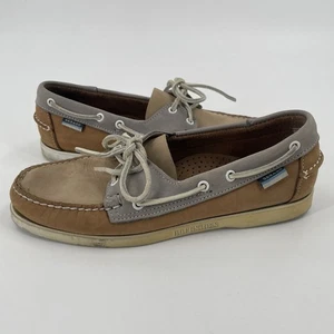 Sebago Docksides Men's Size 9 Brown And Gray Lace Up Leather Boat Shoes - Picture 1 of 15