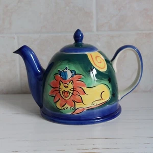 Whittard Of Chelsea Teapot Hand Painted Circus Animals Elephant Lion Blue - Picture 1 of 20