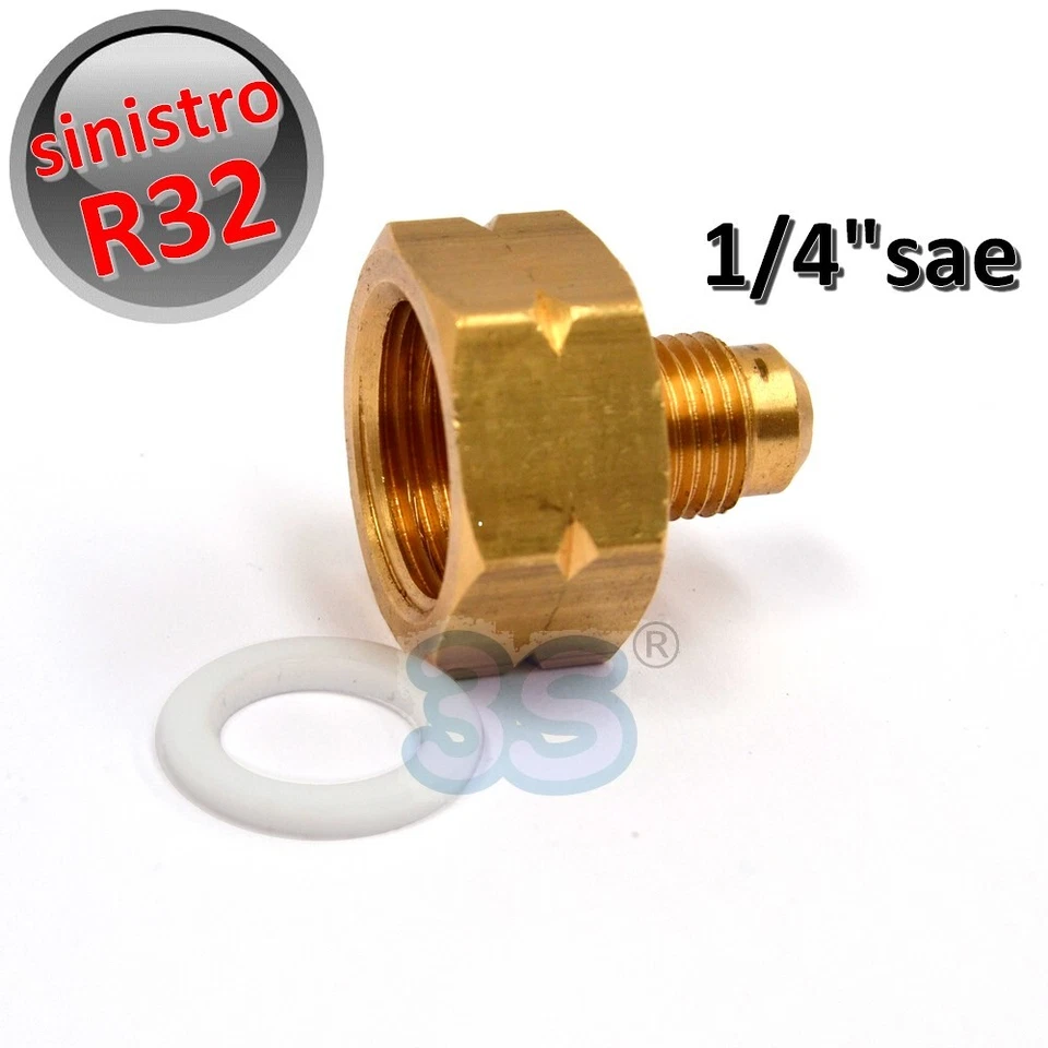 Riduzione adattatore per bombola gas refrigerante R32 - passo sinistro uscita 1/