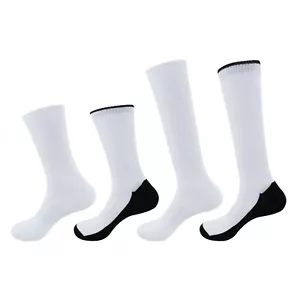 Blank Sublimation Socks - Crew and Knee High - Multiple Sizes - 4 Pair Packs - Picture 1 of 17