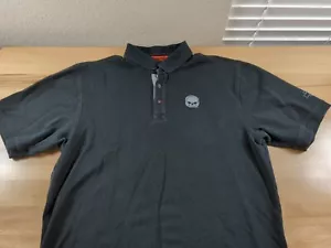 Harley Davidson Short Sleeve Polo Shirt Mens Size L Black Heavy Knit Cotton - Picture 1 of 8