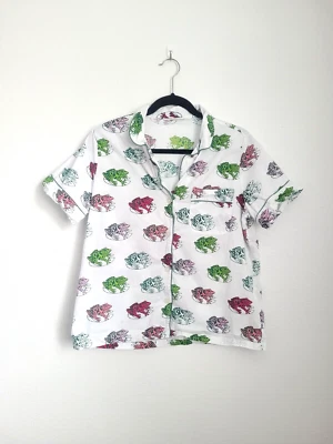 Print Fresh Anthropologie Women's Frog Print Short Sleeve Pajama Top Size S - Photo 1/4