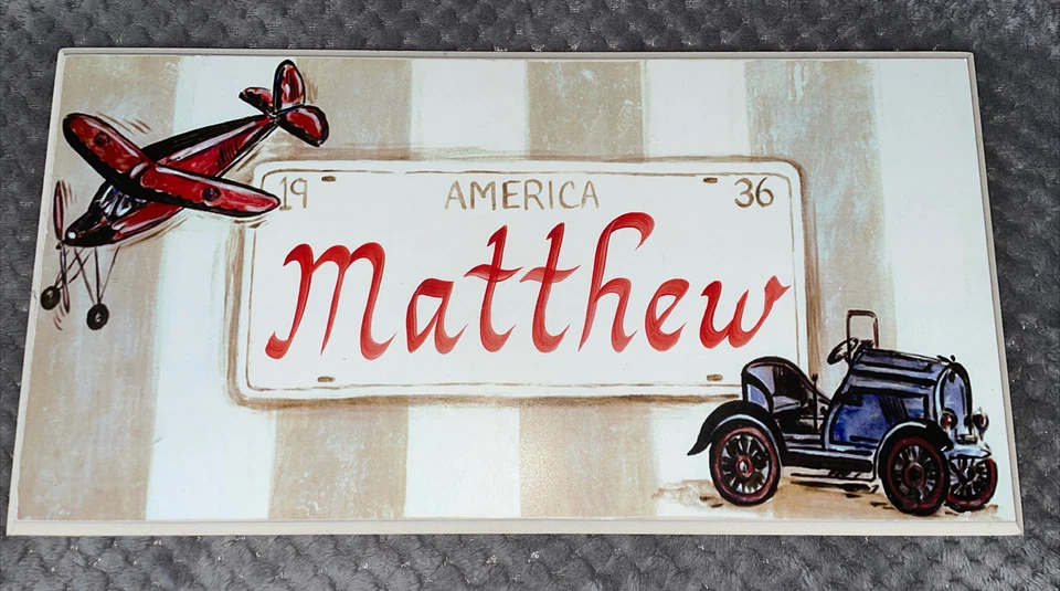 Letrero de pared con nombre “Matthew” decoración de dormitorio 16,5” x 8,5” guardería niños Foto 1 de 4