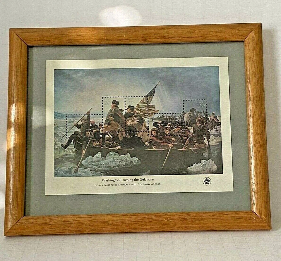 1976 Bicentennial Souvenir Stamp Set Framed Washington Crossing The Delaware - Image 1 of 1