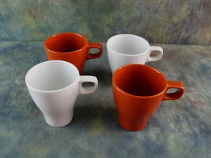 4 IKEA Stoneware White / Rust Color Coffee/Tea Cups Sweden Stacking 21533, 15199 - Picture 1 of 4