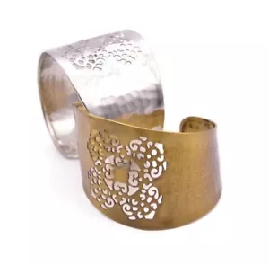 Brazalete de filigrana con guantelete étnico ancho dorado esclavo egipcio - Imagen 1 de 3