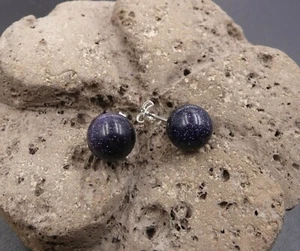 Pendientes de cianita (cianita) bola 10 mm pendientes de piedras preciosas plata 925 - Imagen 1 de 3