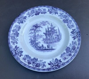 Antique Purple Staffordshire Transferware 9.5" Plate - Picture 1 of 2