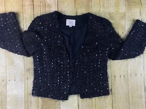 Chaqueta Blazer Ann Taylor Loft Negra Lentejuelas Pestañas Forrada Mujer’s Talla 2 - Imagen 1 de 10