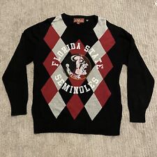 Retro FSU Florida State Seminoles Diamond Argyle Sweater Black Men's M Cotton