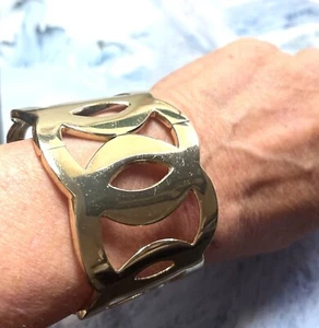Goldfarben Kreis Design Scharnier Armband - 2" BREIT - Bild 1 von 8