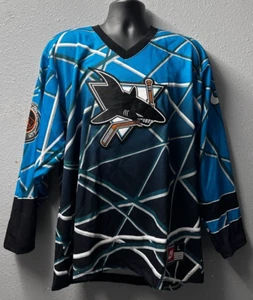 Vintage NHL San Jose Sharks Nike Hockey Jersey Men's SZ: L Blue Black - Used - Picture 1 of 16