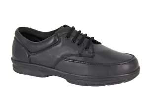 Dr Keller M347A Men's Black Leather Lace Up Gibson Comfort Shoes UK 6-13 - Picture 1 of 2