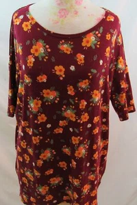 LuLaRoe Irma Burgundy Maroon Background With Floral Pattern XS NWT - Picture 1 of 2