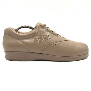 SAS Free Time Mocha Beige Leather Lace Up Oxford Comfort Flats Women Size 9.5 M - Picture 1 of 10
