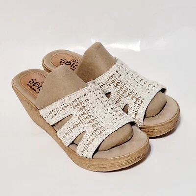 Sbicca Rhodes White Wedge Sandals Espradille Slip On Slides Open Toe Wms 7US  - Image 1 of 4