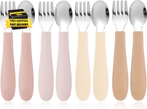 8 Pieces Toddler Utensils, Toddler Safe Silverware Set with Food Grade Silicone - Picture 1 of 6