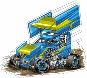 Sprint Car Racing Dirt Race Bumper Vinyl Sticker Decal 4.6" - Picture 1 of 1