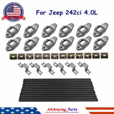 Pushrods Rockers Arms Pivots For 1987-06 Jeep Wrangler Grand Cherokee 242ci 4.0L Foto 1 de 4