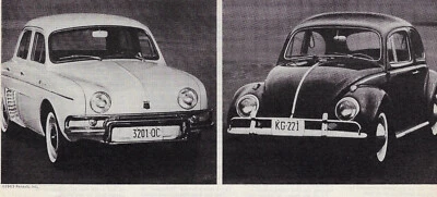 Anuncio impreso coche Renault Dauphine anuncio vintage VW Volkswagen Beetle 1963 Foto 1 de 4