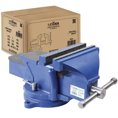 MGIDEA MORSA BANCO LAVORO 200MM INCUDINE GANASCIA MANDRINO MANOVELLA TUBI OFFICINA BLU