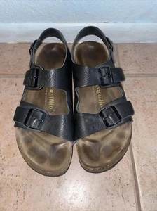 PAPILLIO BY BIRKENSTOCK US Herren Gr. 12 EU 45 Schwarz Riemchen Sandalen Leder - Bild 1 von 6