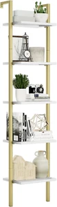 Industrial Ladder Shelf, 5 Tier Book Shelf, Open Space Wall Mount Bookshelf with - Picture 1 of 7