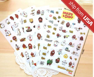 6 sheet Korean Cute MAJO&SADY Rabbit Bear Diary Deco Transparent Stickers Kawaii - Picture 1 of 6