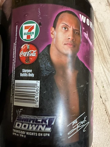 7-11 Slurpee Cup Mug Tumbler WWF WWE Stone Cold Steve Austin The Rock 34oz 2002 Cover
