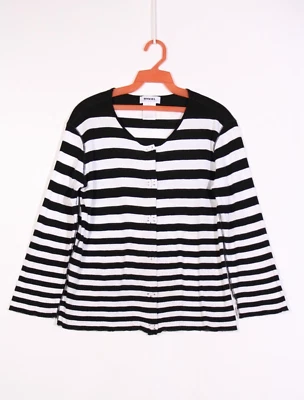 Cárdigan vintage Rykiel Karma Body & Soul a rayas broches de presión algodón fino talla L Foto 1 de 4