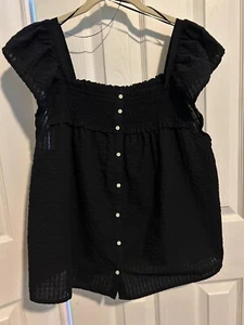 Neu ohne Etikett Old Navy schwarzes Oberteil mit eckigem Ausschnitt Flügelärmel Knopfleiste Größe XXL - Bild 1 von 9