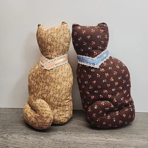 Folk Style Primitive Handmade Cats Bookshelf Decor Set Of Two - Picture 1 of 3