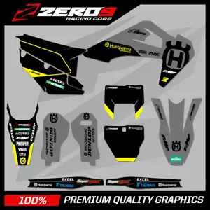 HUSQVARNA MOTOCROSS GRAPHICS KIT MX DECALS : 50 65 85 125 250 450 FLEX GRY BLK - Picture 1 of 25