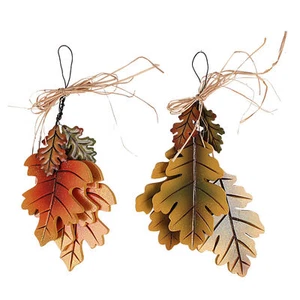 Fall Harvest Thanksgiving 2 Piece 3 Leaves Cluster Wall Hanging Décor Set - Picture 1 of 1